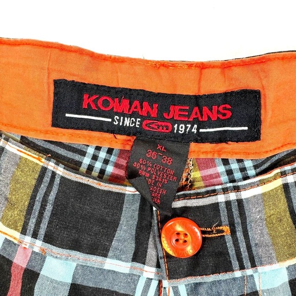 Men's KOMAN JEANS Cotton Blend Plaid Walking Shorts Size XL - Picture 3 of 6